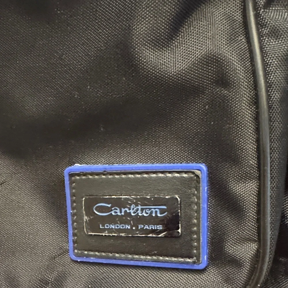 Carlton VTG Stylish Black Classic Nylon Duffel Bag with Red and Blue Accents